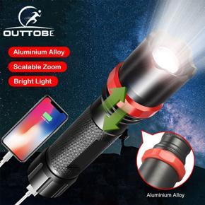 Outtobe Powerful Flashli-ght T6 Penlight Waterproof Torch Light Torchlight Zoom