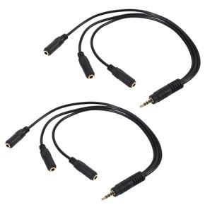 2X 3.5mm Stereo Audio Splitter Cable Gold Plated 3.5mm (1/8 Inch) TRRS Stereo Plug Male to 3 x 1/8 Inch