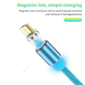 ARELENE 2PC Magnetic Charging Phone Cable Mini USB Flow Luminous Lighting Data Wire for Samsung Huawei LED Cable(1M Color)