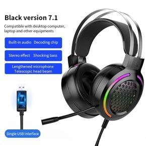 DASI 3.5mm Computer Stereo Gaming Headphones USB Deep Bass Game Earphone Headset with HD Microphone Colorful LED Light Computer Game Headsets for PC Computer Laptop