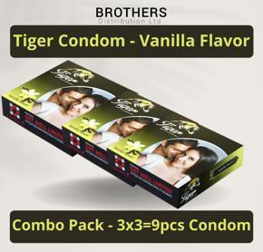Tiger Condom - Dotted Condoms Vanilla Flavour - Combo Pack - 3x3=9pcs