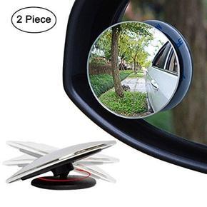 3R 2" Round HD Glass Rimless Convex Rear View Blind spot Mirror, Pack of 2