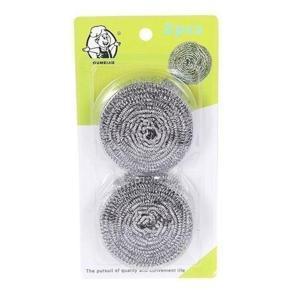 Steel Whole,Majuni Stainless Steel Dish Wash Scrubber Steel Majuni Jali Pot Patil Scrubber - 2 Pieces Set Silver