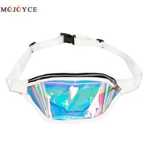 Chic Clear PVC Laser Hologram Reflective Fanny Pack Women Zipper Waist Bag Transparent Punk Holographic Belt Bag