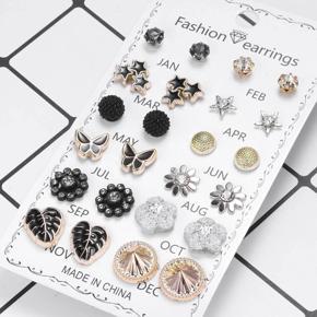 New Trendy 12 Pairs =24 Pcs Mixed Designs Pearl Stud Earrings Set for Girls Simple Stylish New Collection - Earring for Women Simple Fashion- Earrings Set for Girls Stylish