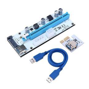 VER008S PCI-E Riser Card PCI-E 1x to 16x with Power Supply + USB Data Cable - blue