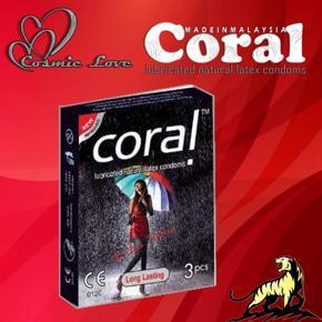 Coral - Long Lasting Extra Time Lubricated Natural Latex Condom -3x1=3pcs