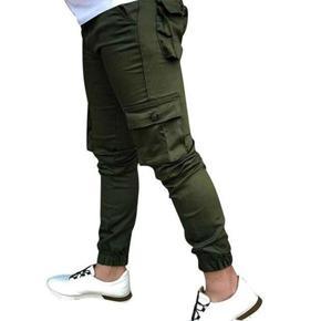 Olive Twill Casual Cargo Pant for Men