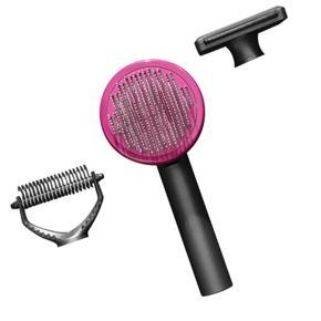 ELS PET Pet Grooming Brush Kits Dogs Brush Set Pet Shedding Tools with 3 Replaceable Heads Gently Removes Loose Undercoat Tangled Hair