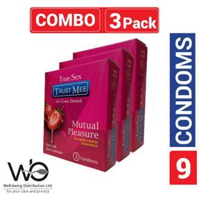 Trust Mee - Strawberry Flavor Condoms For Mutual Pleasure - Combo Pack - 3 Packs - 3x3=9pcs