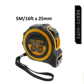 TOLSEN Measuring Tape 5M/16FT with Nylon Coated Blade Industrial TPR Handle 36004