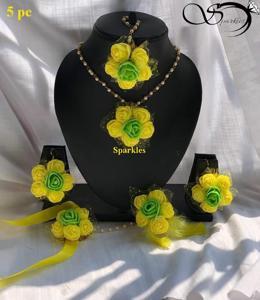 Yellow Color Artificial Flower Jewellery  Bridal/Holud/Boishakh Fashion For Women - 5pc