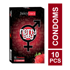 NottyBoy JuicyLucy Strawberry Flavoured Condoms - 10Pcs Pack