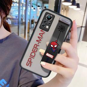 Hontinga for Infinix Note 11 Pro/Note 11S Back Cover With Wristband Cartoon Spiderman Phone Casee Full Lens Protection Thin Frosted Cases