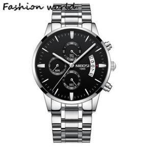 [New]Nibosi 2309 Men'S Business Watches 30M Waterproof Three-Eyes Six-Needle Calendar Nightlight Metal Steel Strap Date Quartz Watch