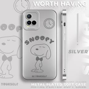 Hontinga for Vivo Y21 2021/Y21S/Y33S/Y21A/Y21T/Y33T/T1X Back Cover Frosted Plating Lovely Cartoon Covers Thin Soft Silicone Mobile Phone Case