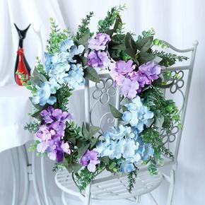 XHHDQES Spring Wreath Artificial Hydrangea Wreath for All Seasons Round Eucalyptus Wreath for Front Door Farmhouse Wall Decor