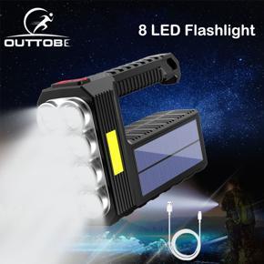 Outtobe rechargeable Flas-hlight Headlamp 8 LED Side Light COB Solar Rechargeable USB Glare Flas-hlight 4 Modes High-power Flas-hlight Tactical Flas-hlight Waterproof Head Lamp For Outdoor Camping Cyc