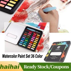 Gouache Pigment Watercolor Paint Set 36 Color Water Soluble Solid Art Painting Tools