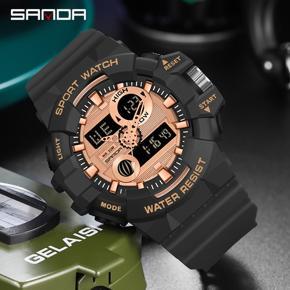 SANDA New Listing Digital Dual Display Multifunction Sports Watch LED Luxury Outdoor Quartz Watch Men's Anti-Men's Watch