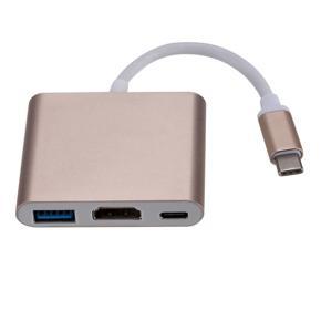 3 in  1 Type C USB C to HDMI USB-C USB3.0 Converter Thunderbolt 3 to HDMI - Gold