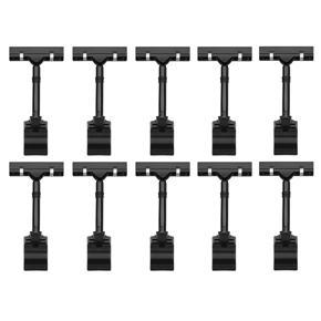 BRADOO- 10PCS Adjustable Plastic Sign Holder,Clip-on Style Double Head Display Clips Rotating Reuse Sign Price Tag for Store