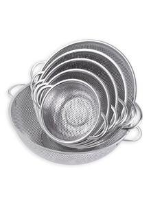 Vegetable Strainer Sifter Colander Set - Kitchen Supply Colander Set of 6 Stainless Steel Mesh Strainers and Colanders Net Baskets with Handles & Base Drain, Rinse, Steam or Cook