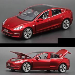 1/32 Tesla Model Alloy Car Model With Light Sound Effect Pull Back Car Ornaments