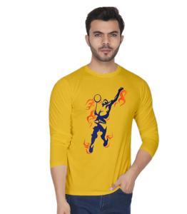 Badminton Yellow 6 long Sleeve T-Shirt For Men