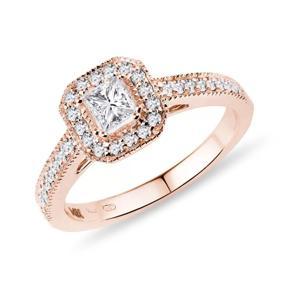 SQUARE HALO ROUND AD Diamond ENGAGEMENT RING ROSE GOLD PLATED (Adjustable)