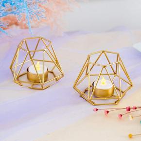 XHHDQES 8 Pcs Metal Geometric Design Tea Light Votive Candle Holders, Hollow Tealight Candle Holders