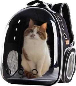 Cat Backpack Carrier Bubble Bag, Transparent Space Capsule Pet Carrier Dog Hiking Backpack, Small Dog Backpack Carrier for Cats Puppies Airline Approved Travel Carrier Outdoor Use Black Colour