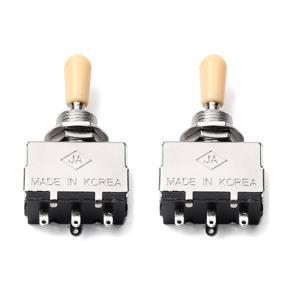 2X Solid Knob Shaft Box Style for Les Paul Sg 3 Way Pickup Selector Toggle Switch, Beige Tip
