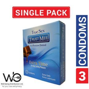 Trust Mee - Premium Dotted Chocolate Flavor Condoms Extra Time For Long Lasting Pleasure - Single Pack - 3x1=3pcs Condom
