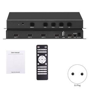 180Degree Rotate Video Wall Controller,2X2 HDMI-Compatible TV Wall Control Processor Support (1080P@60Hz Output) EU Plug