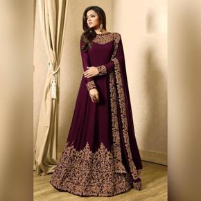 Maroon Georgette Embroidery Semi Stitched Perty Dress for Women