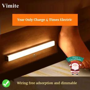 Vimite 50CM Body Motion Sensor Night Light USB Rechargeable Magnetic LED Kitchen Cabinet Light Touch Dimming Reading Study Table Lamp Bedroom Lamp for Room Wardrobe Bathroom Outdoor Emergency Light Ba