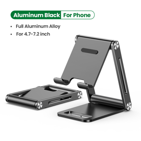 UGREEN Cell Phone Stand Adjustable Aluminum Mobile Phone Holder for Desk Compatible for iPhone 13 Pro Max 11 X SE XS XR 8 Plus 6 7 6S, Samsung Galaxy Note20 S20 S10 S9 S8 S7 Smartphone Foldable