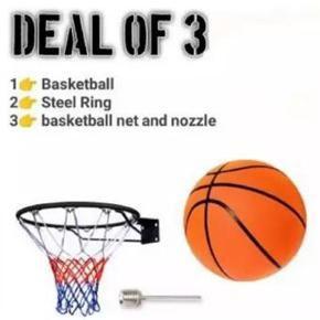 Basket Ball With free Net and steal ring- Standard Size
