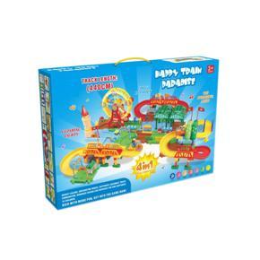 Happy Train Paradise Track Set 4 in 1 Track Combination Assembly Toy 440Cm Length 360 Degree Rotation with Lights and Music