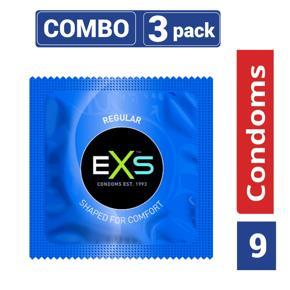 EXS - Regular Condom - Combo Pack - 3 Packs - 3x3=9pcs (Made in UK)