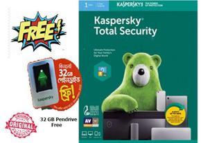 Kaspersky Total security (1 User-1 Year-PC/Mac) antivirus with free 32GB Pendrive.