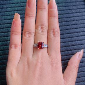 Emerald Cut Eternity Red Stone Wedding Ring