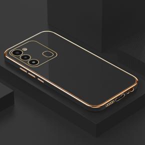 Hontinga for Tecno Spark 8C Back Cover Luxury 6D Plating Frame Shiny Bling Case Soft Silicone Square Phone Cases