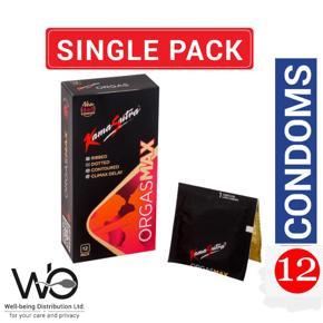 KamaSutra OrgasMax 4in1 Condom -  Ribbed Dotted Contoured Climax Delay Condoms - Large Single Pack - 12x1=12pcs