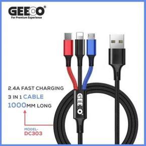 GEEOO 3-in-1 charging cable Input Type: USB. Output: Type-C, Micro, I_phone - Cable Protector