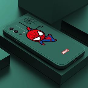 Hontinga for OPPO A55 Back Cover Cartoon Spiderman Cases Square Edge Liquid Silicone Phone Case