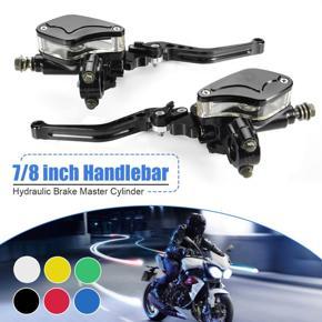 4PCS Black Universal Motorcycle Hydraulic Brake Clutch Master Cylinder Reservoir Lever PAIR -