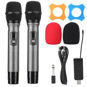 universal uhf wireless handheld microphone with usb receiver for karaoke one two mic strong anti‑interference ability