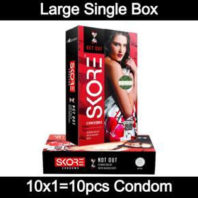 Skore Condom - Not Out Condom with 1500+ Raised Dots - Single Box Contains 10pcs Condom (Made in India)